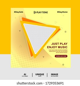 Yellow Color Just Enjoy Music Social Media Post Banner