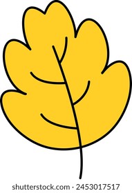 Yellow Color Leaf: Minimalist Vector Illustration