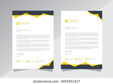 yellow color Letter Head Template with standard sizes with pattern. yellow color letterhead template design, Vector eps