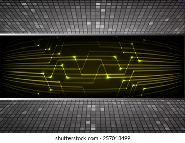 yellow color Light Abstract Technology background for computer graphic website internet and business. circuit. text box. label. card. black mosaic table background.