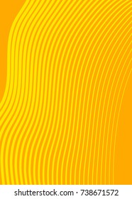 Yellow color. Linear background. Design elements. Wave of many gray lines. Protective layer banknotes, certificates template. Vector Vector lines of different thicknesses from thin to thick EPS10