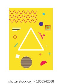 yellow color memphis style background with triangle figure vector illustration design