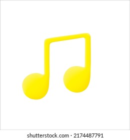 yellow color music 3d icon vector illustration isolated on white background.