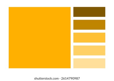 Yellow color palette. Bright bar layout. Golden tone rectangles. Vector gradient scheme.