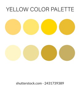 Yellow color palette. Swatch guide, chart, decoration, scheme. Colour of sun, honey, happiness. Vector.