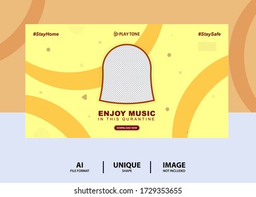 Yellow color play Enjoy Music web Banner Design