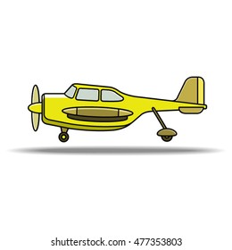yellow color propeller aircraft-vector drawing