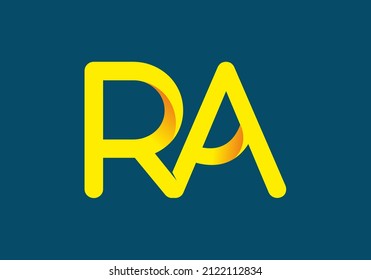 Yellow color of RA initial letter design