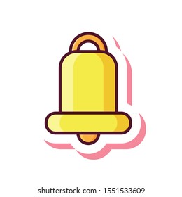 yellow color ring bell new year symbol icon in flat style isolated. Vector Symbol illustration.