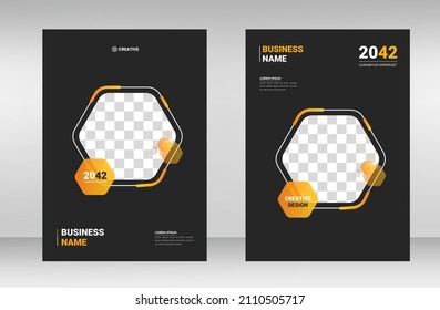  yellow color Scheme Background Business Book Cover Design Template in A4. Can be adapt to Brochure, Annual Report, Corporate Presentation, Portfolio, Flyer, Magazine, Poster, Banner, Website.