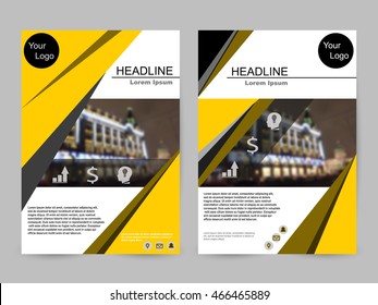 Yellow Color Scheme with City Background Business Book Cover Design Template in A4. Can be adapt to Brochure, Annual Report, Magazine, Poster, Corporate Presentation, Portfolio, Flyer, Banner, Website