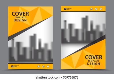 Yellow Color Scheme with City Background Business Book Cover Design Template in A4. Brochure layout, Annual Report, Magazine, Poster, Presentation, Portfolio, Flyer, Banner, Website, leaflet, other.