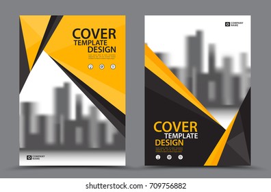 Yellow Color Scheme with City Background Business Book Cover Design Template in A4. Brochure layout, Annual Report, Magazine, Poster, Presentation, Portfolio, Flyer, Banner, Website, leaflet, other.