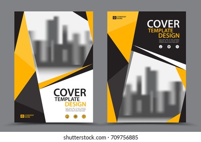 Yellow Color Scheme with City Background Business Book Cover Design Template in A4. Brochure layout, Annual Report, Magazine, Poster, Presentation, Portfolio, Flyer, Banner, Website, leaflet, other.
