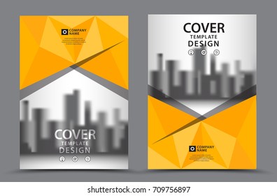 Yellow Color Scheme with City Background Business Book Cover Design Template in A4. Brochure layout, Annual Report, Magazine, Poster, Presentation, Portfolio, Flyer, Banner, Website, leaflet, other.