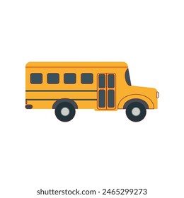 yellow color school bus flat vector. transport icon.