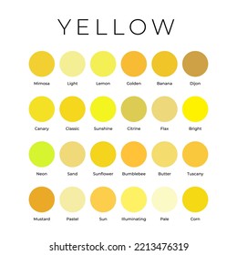 Yellow Color Shades Swatches Palette with Names