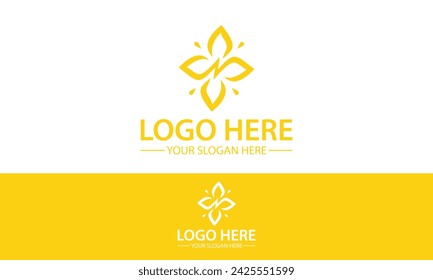 Yellow Color Simple Abstract Flower Petal Logo Design