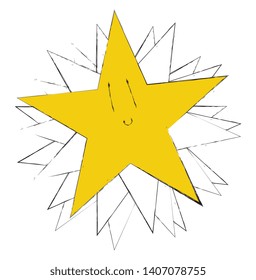 A yellow color sparkling star, vector, color drawing or illustration. 