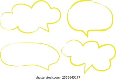 yellow color speech bubble dialogue clouds set vector