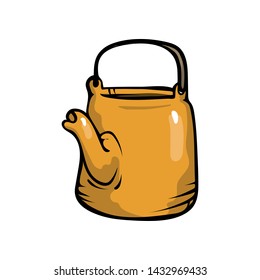 Yellow color steel metal kettle with black handle