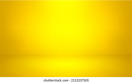 Yellow color studio background. Abstract empty room with soft light for product. Simple orange backdrop. Line horizon. Gradient honey background. Texture blank wall and floor. Vector illustration