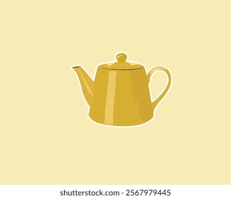 a yellow color teapot vector 