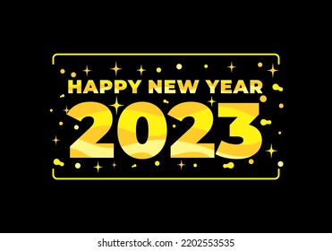 yellow color Text effect design, Happy new year 2023