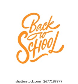 Yellow color text phrase Back to School. Typography lettering print for poster background can be changed