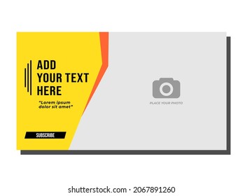 Yellow color of thumbnail design for any videos. Editable video thumbnail. Video cover photo for social media.