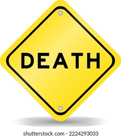 Yellow color transportation sign with word death on white background