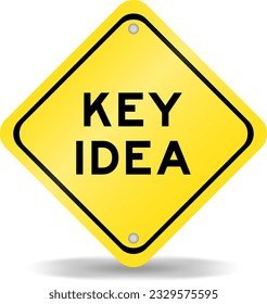 Yellow color transportation sign with word key idea on white background