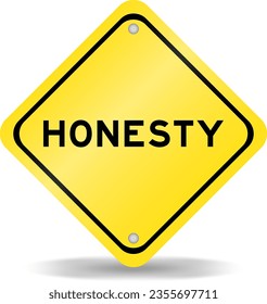Yellow color transportation sign with word honesty on white background