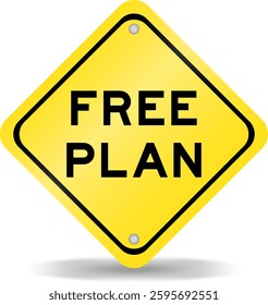 Yellow color transportation sign with word free plan on white background