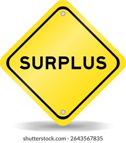 Yellow color transportation sign with word surplus on white background