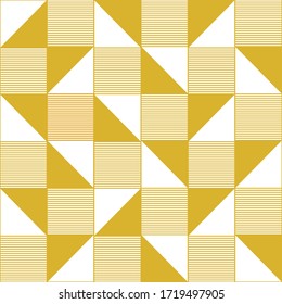 Color amarillo con forma triangular y líneas sobre fondo blanco. Patrón sin problemas.