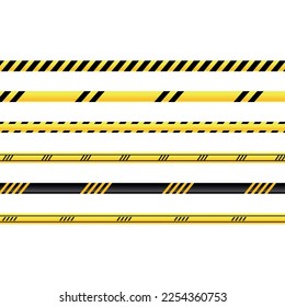 vector de bandas de advertencia de color amarillo. cintas restrictivas con rayas negras de estilo plano