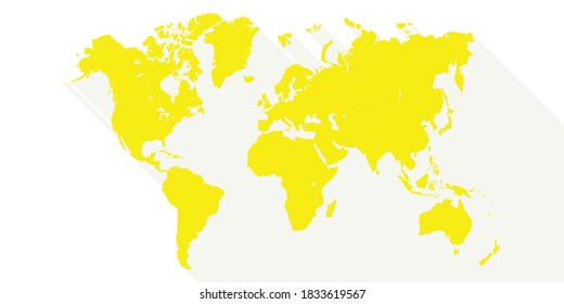 Yellow Color World Map | Vector