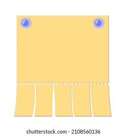 Yellow colored blank advertisement with cut slips, vector illustration.