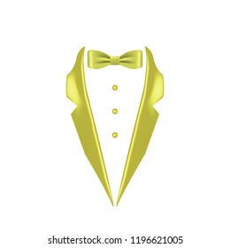 yellow colored bow tie dinner jacket collar icon. Element of evening menswear illustration