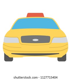 A yellow colored car moving on a way representing taxi for travelling