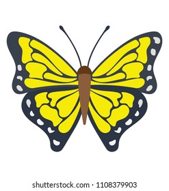 
A yellow colored flat icon image of a Dione Butterfly
