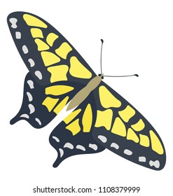 
A yellow colored flat icon image of a Dione Butterfly
