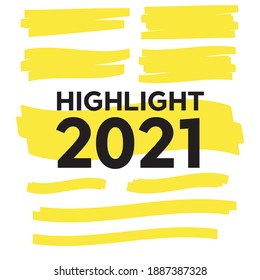 yellow colored highlighter. Brush pen underline. Yellow watercolor hand drawn highlight 