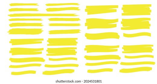 yellow colored highlighter. Brush pen underline. Yellow watercolor hand drawn highlight