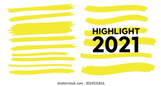 yellow colored highlighter. Brush pen underline. Yellow watercolor hand drawn highlight