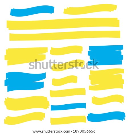 yellow colored highlighter. Brush pen underline. Yellow watercolor hand drawn highlight 