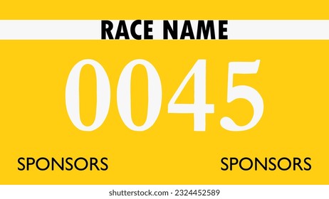 Yellow colored marathon number bib isolated on white.