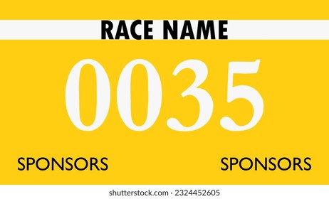 Yellow colored marathon number bib isolated on white.
