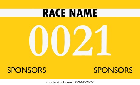 Yellow colored marathon number bib isolated on white.